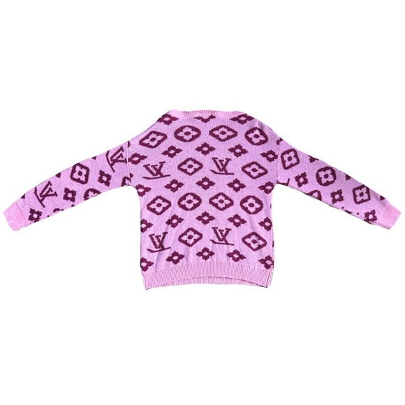 LOUIS VUITTON PINK AND PURPLE LOGO CREW NECK BEADED PEARLS - Picture 2 of 4
